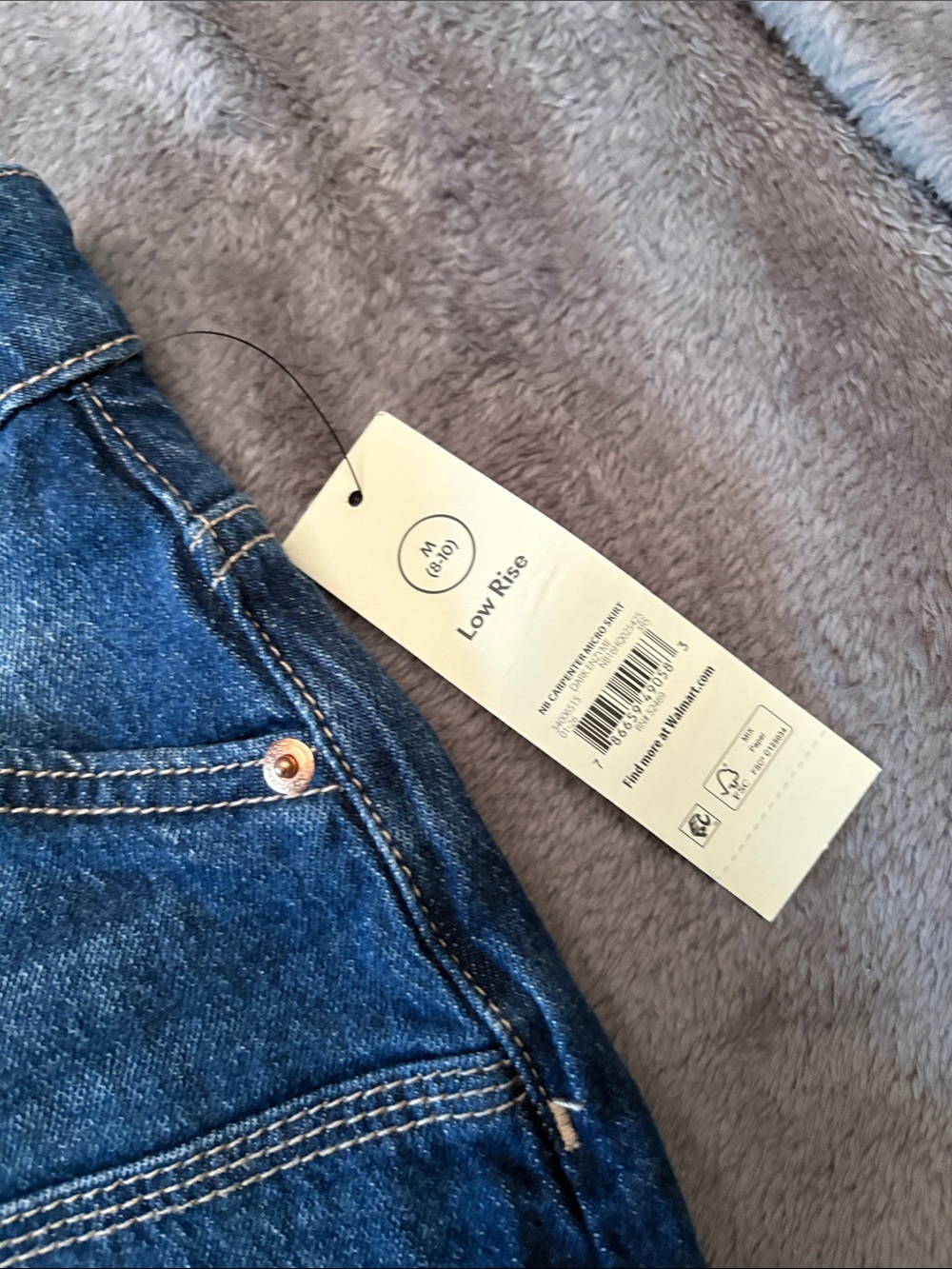 No Boundaries Blue Denim Mini Skirt with Patch Pockets - Picture 2 of 4